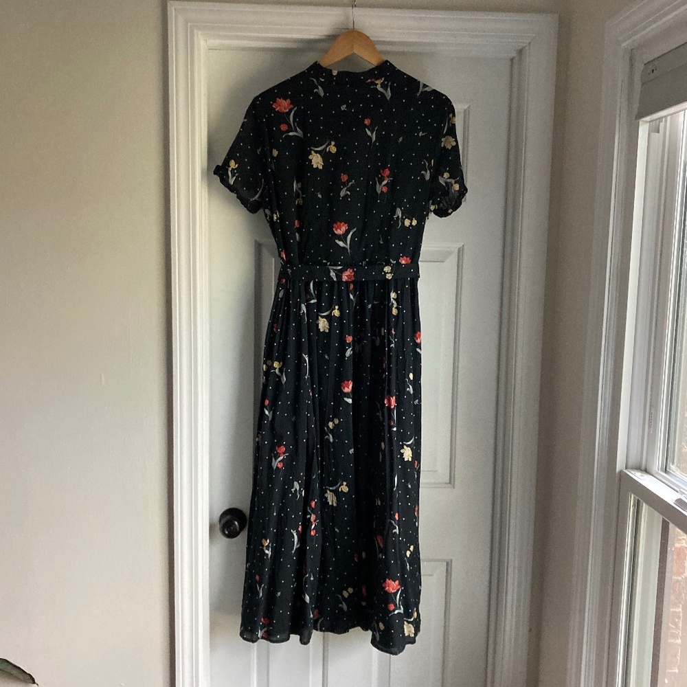 Floral Print Cotton Voile Ruffle Trim Shirtdress, Women's, size XL